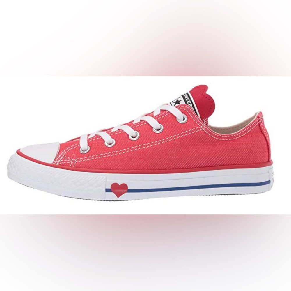 Converse Rare Red Canvas Sneakers with hearts and White Laces